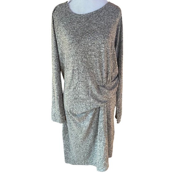 Athleta Dresses & Skirts - Athleta Solitude Heather Grey Ruched Side Knit Dress Long Sleeve XL